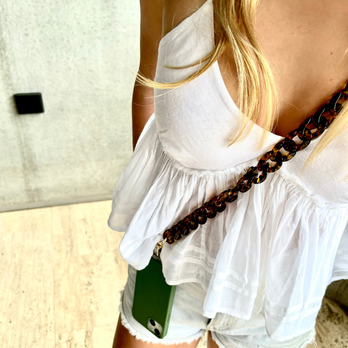 Cross body phone strap - Dark Tortishell