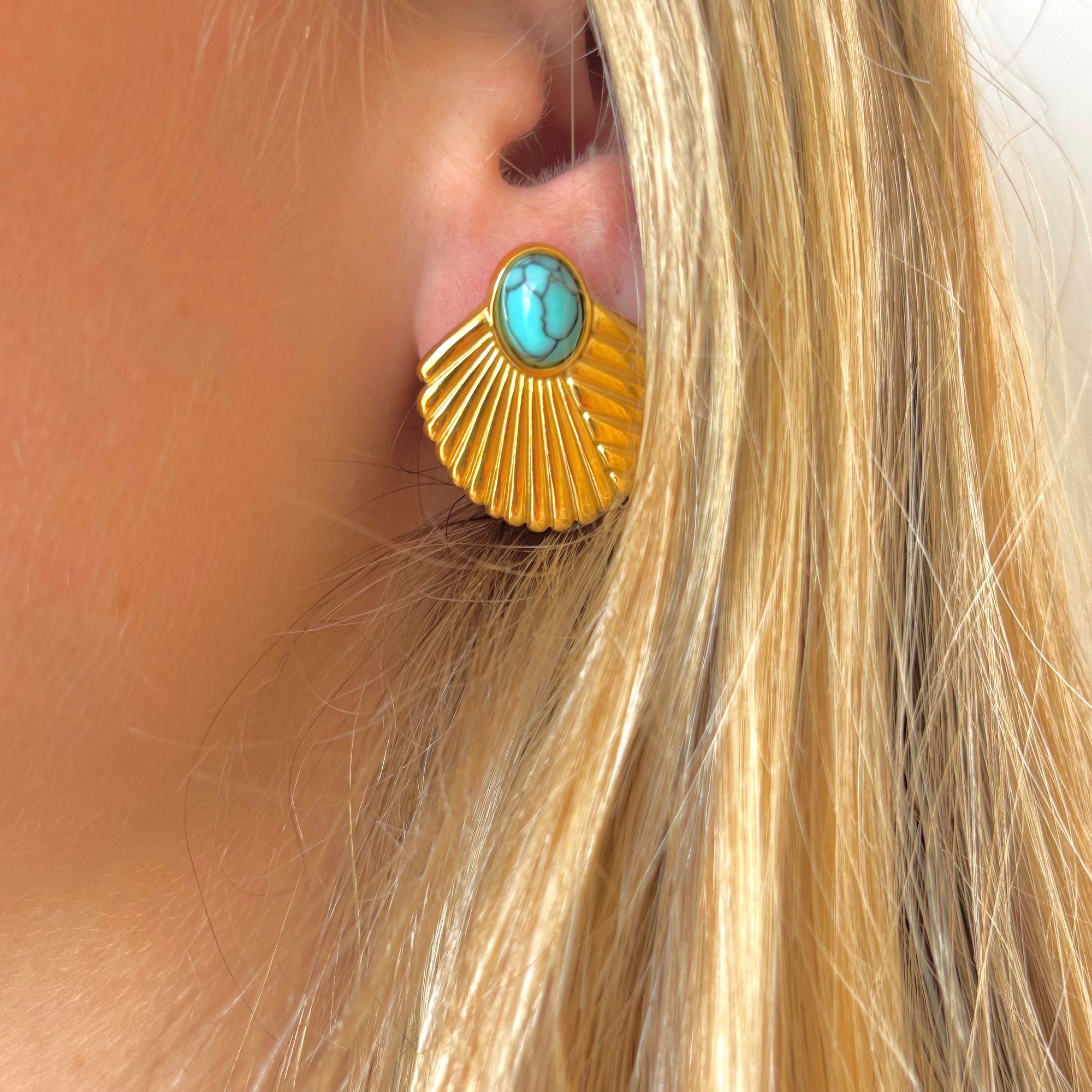 Vale Gold Earrings, Turquoise