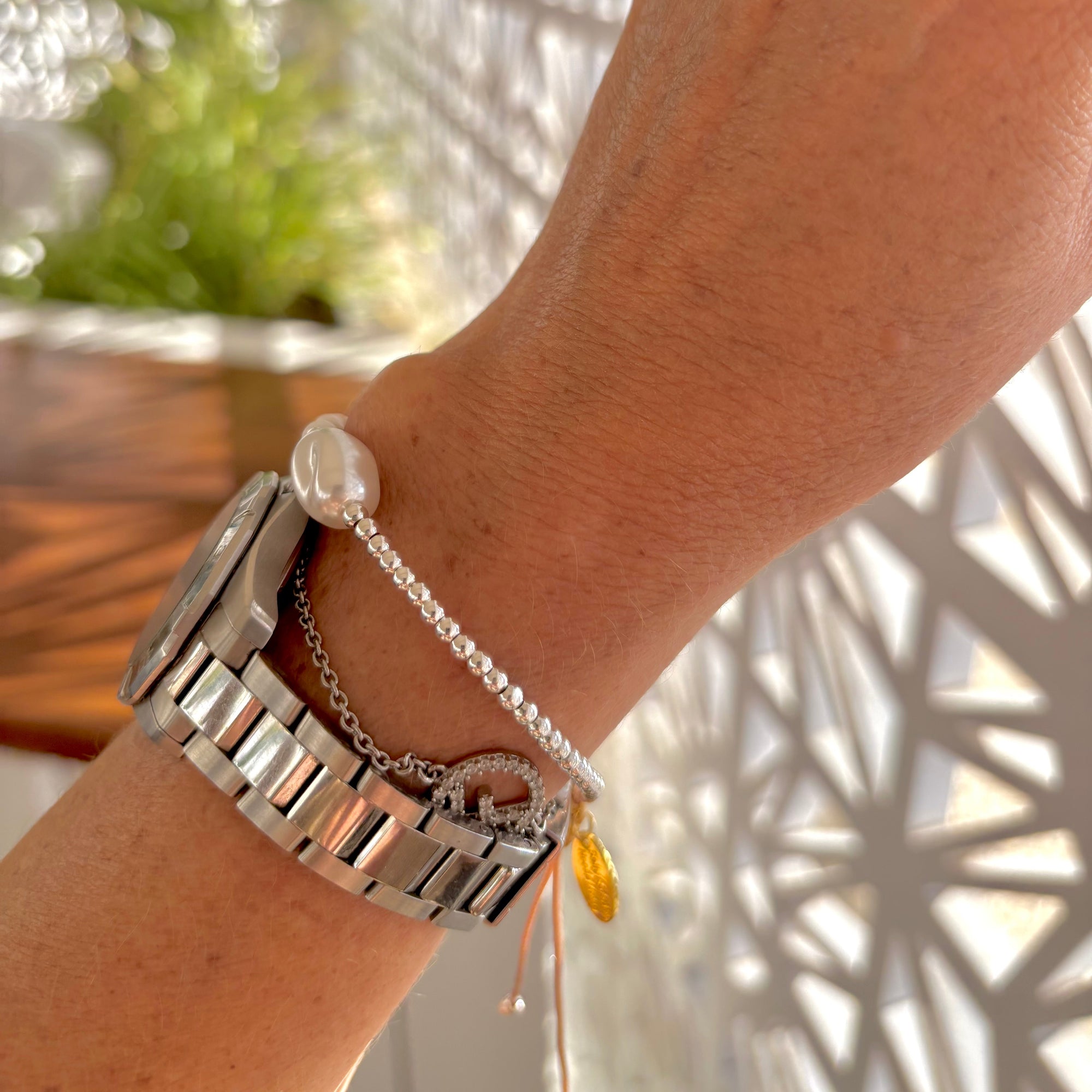 Harlow Pearl Bracelet, Sorbet & Silver