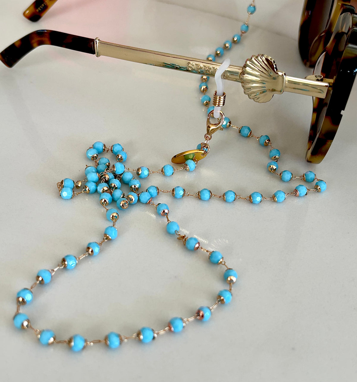 Turquoise Crystals Sunglass Chain