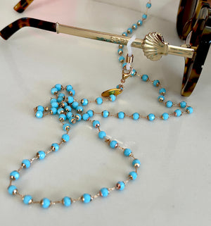 Turquoise Crystals Sunglass Chain