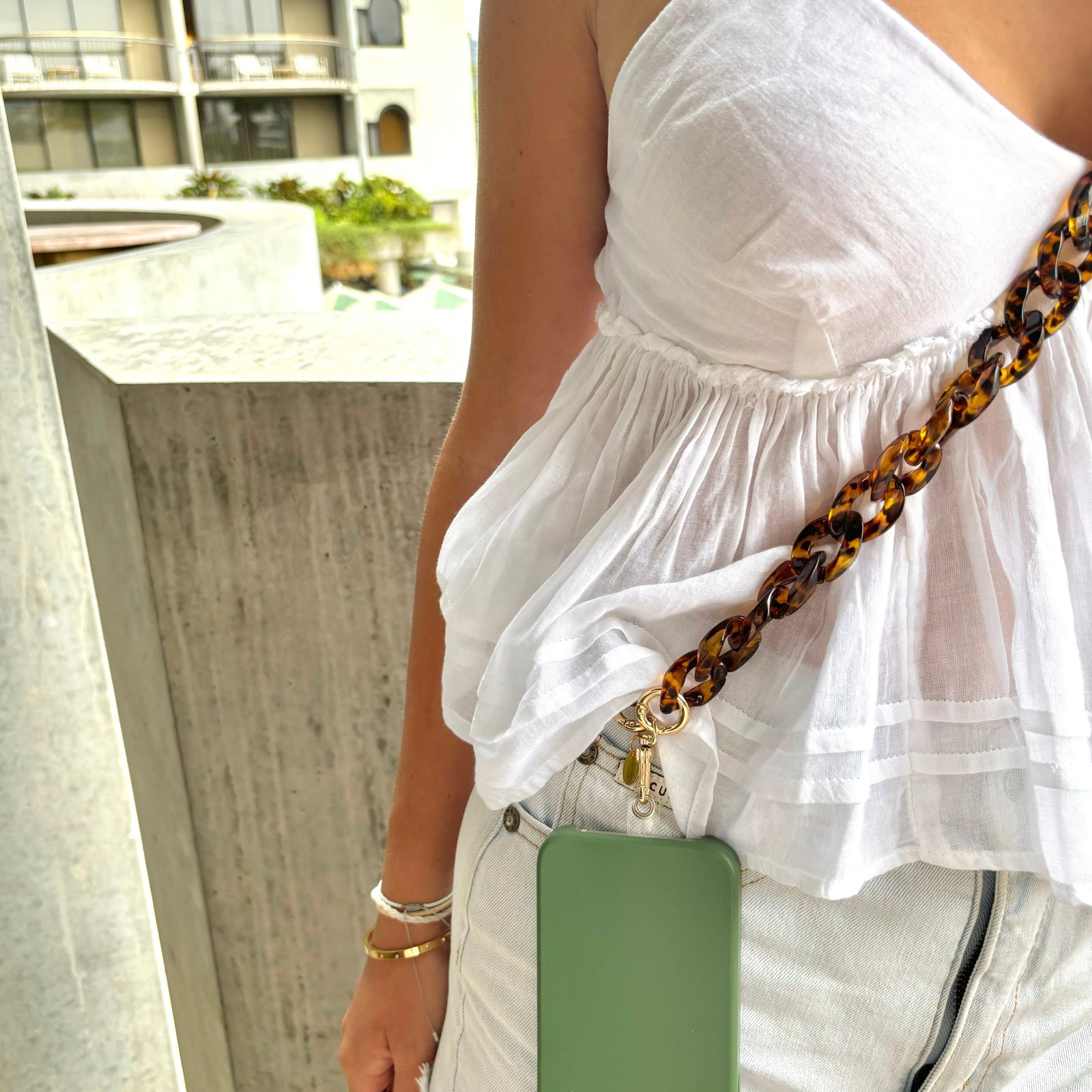 Cross body phone strap - Dark Tortishell