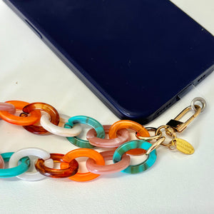 Cross body phone Strap - Turquoise Mix Chain