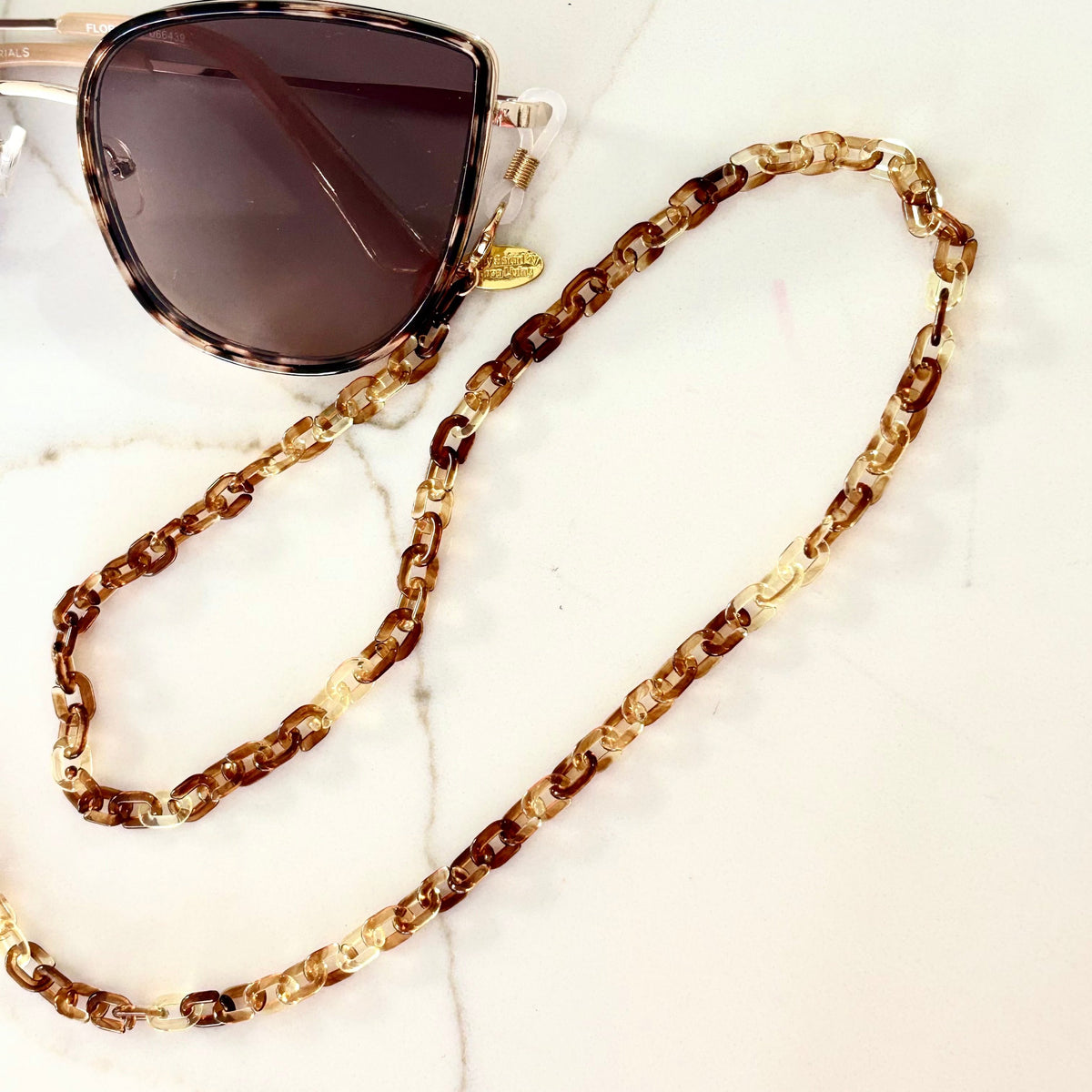 Nikki Beach Club Glasses Chain tortoise shell
