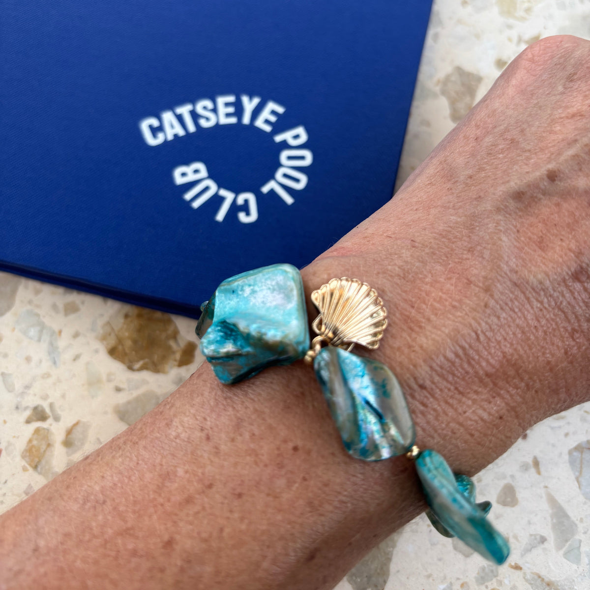 Club 55 St Tropez Turquoise & shell detail bracelet