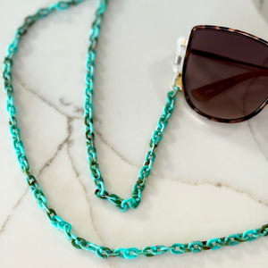 Nikki Beach Club Glasses Chain turquoise tortoise shell