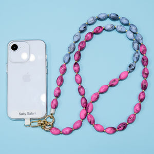 Bella Cross Body Phone Strap - Pink & Sky Blue