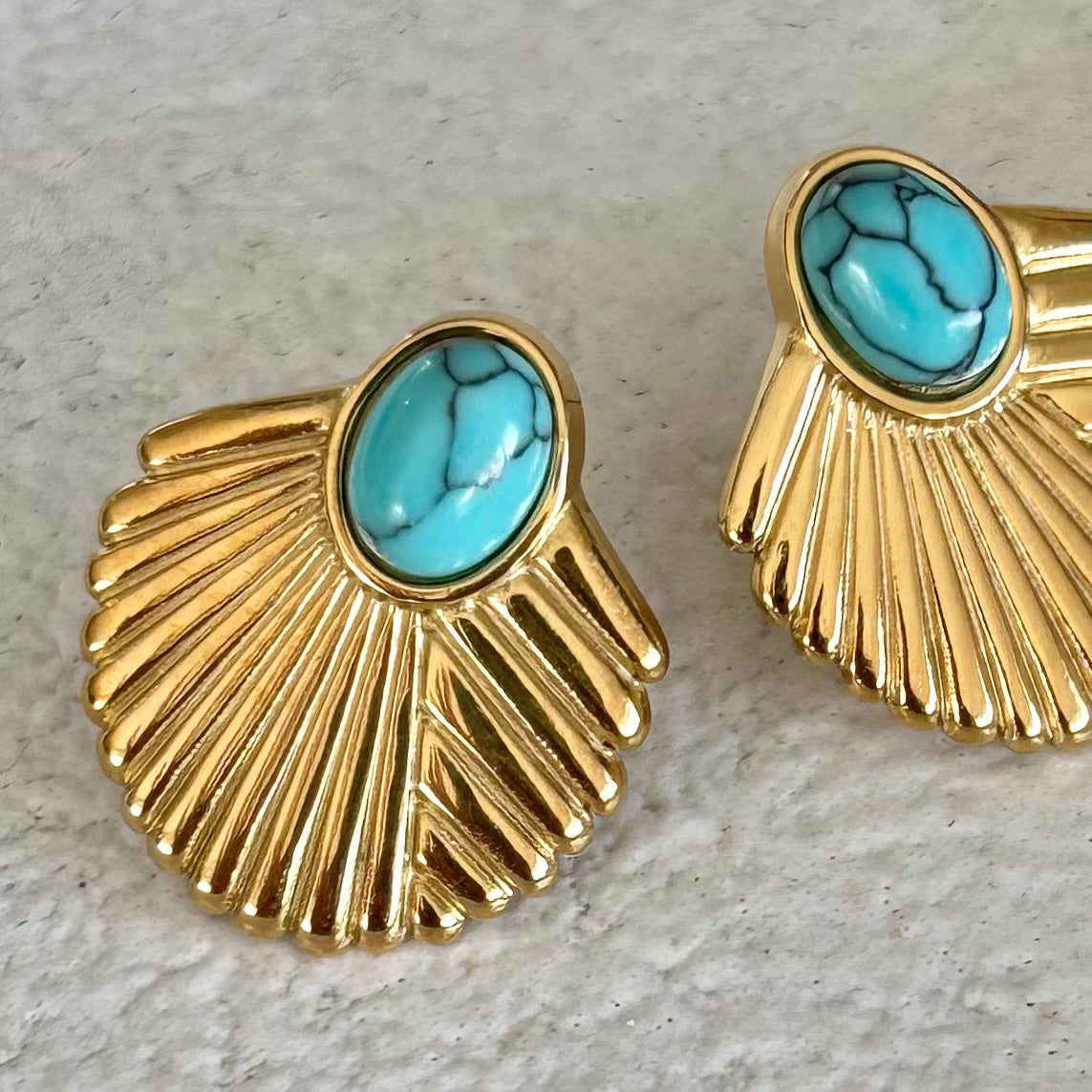 Vale Gold Earrings, Turquoise