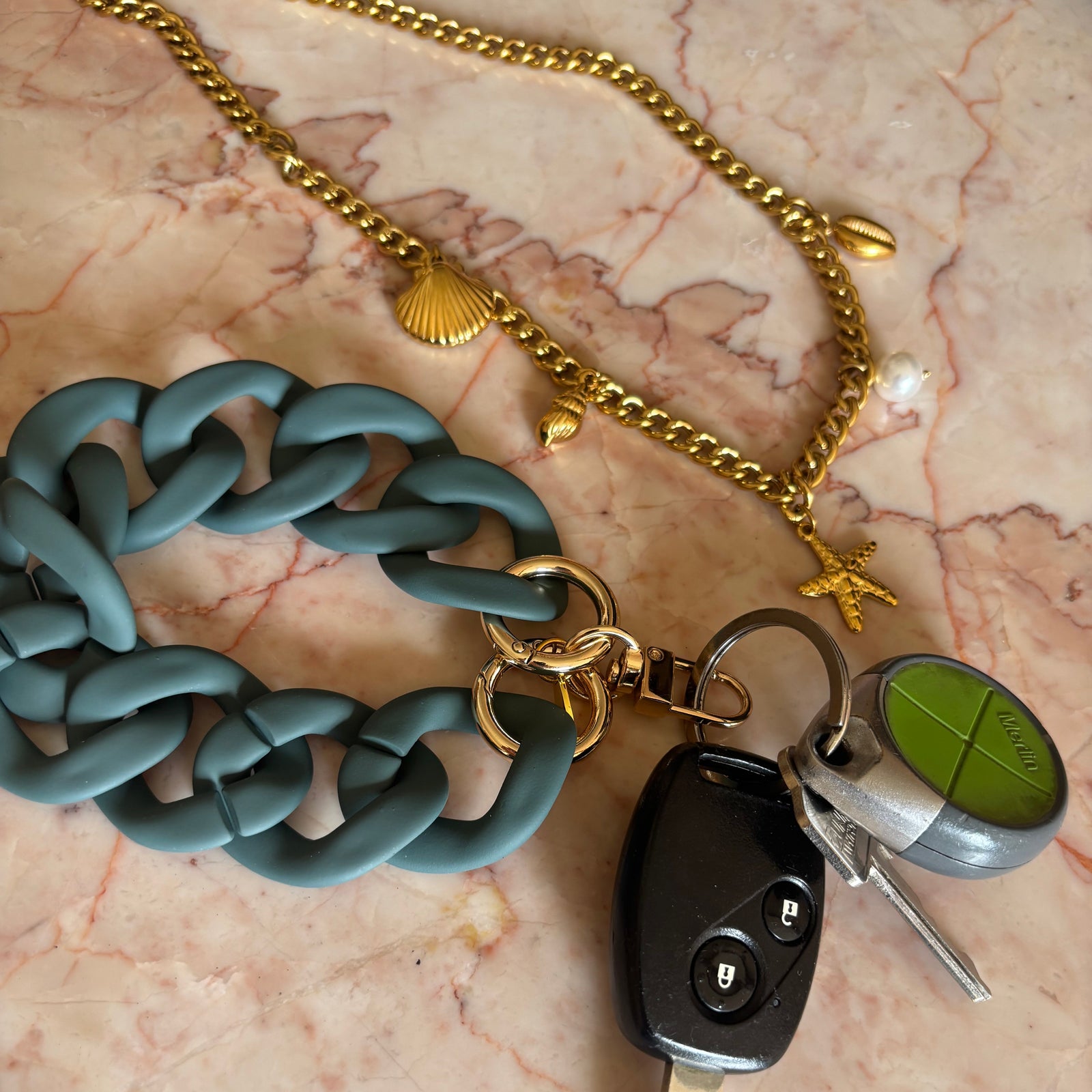 Santorini Key Ring / Phone Charm - Teal