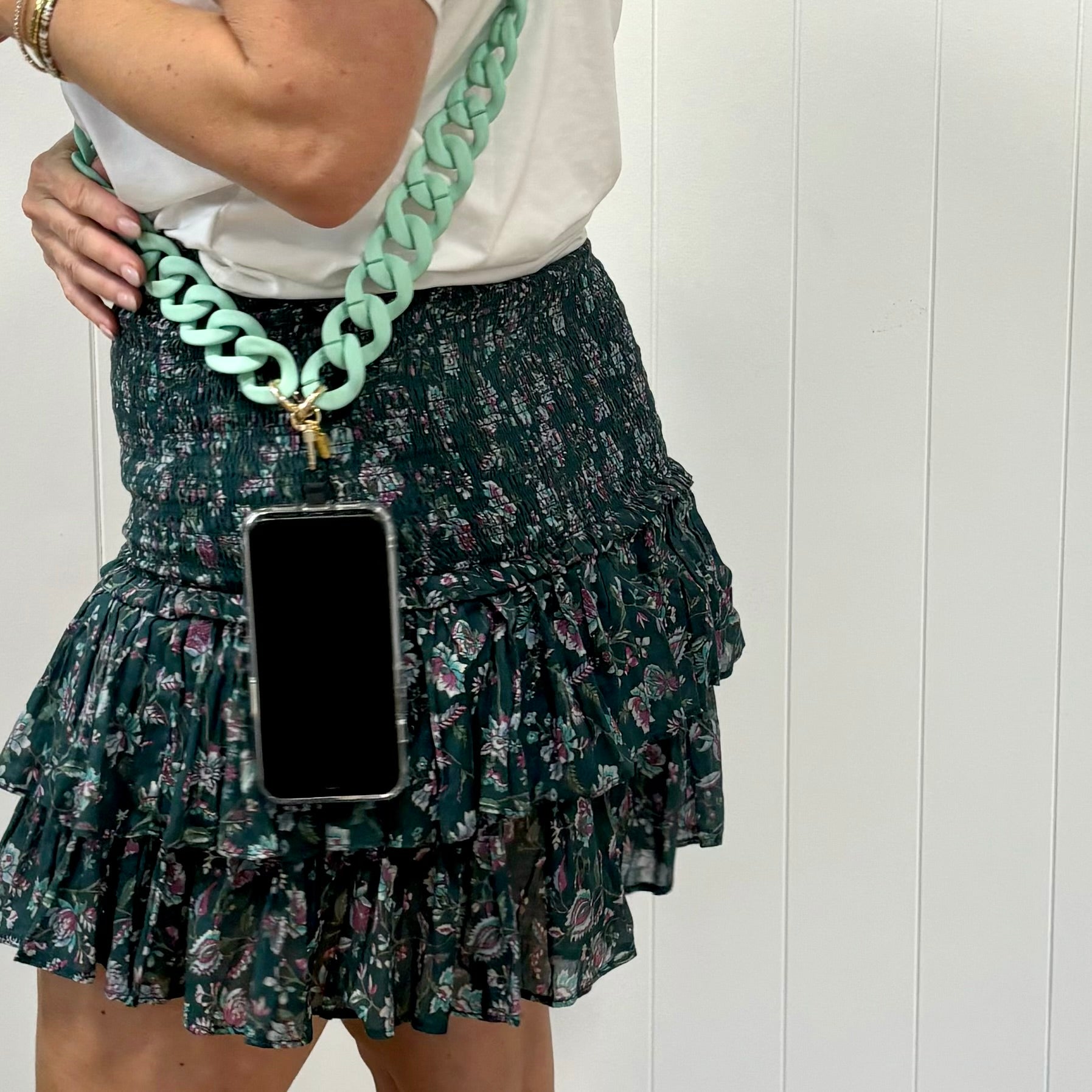 Cross body phone strap - Chunky chain Mint