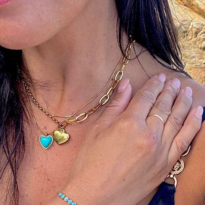 Heart Charm Necklace 18k gold plated