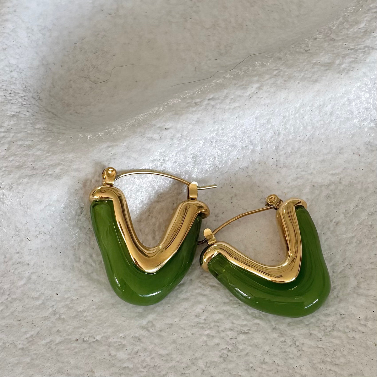 Astra Gold Hoop Earrings, emerald