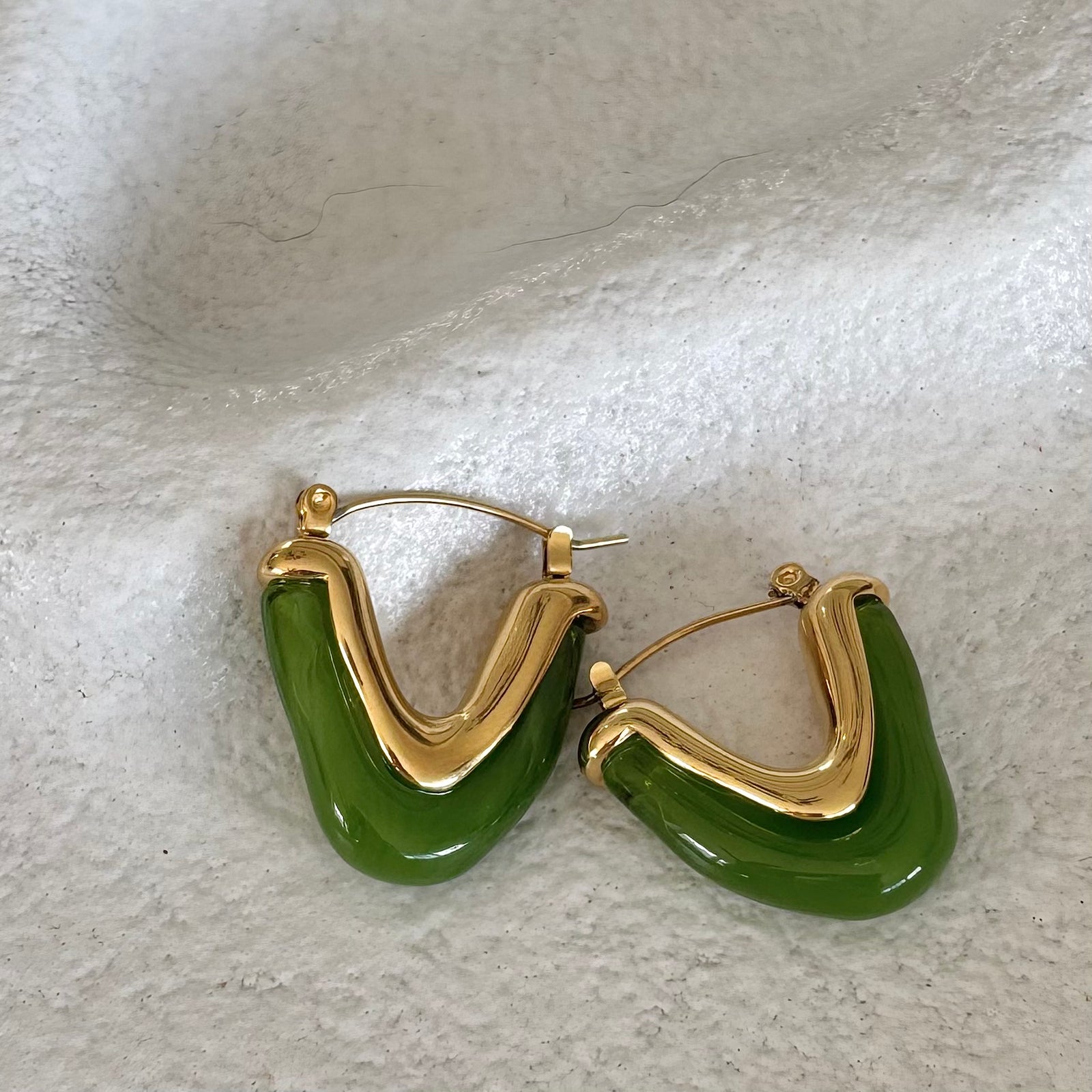 Astra Gold Hoop Earrings, emerald