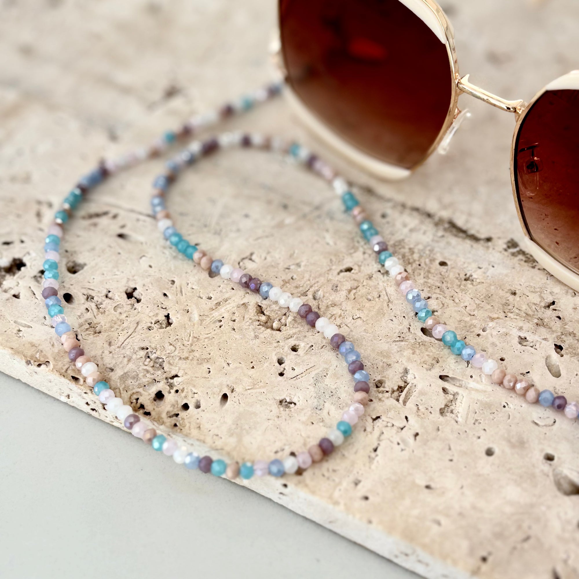 Kristy Sunglass Chain - Turquoise Mix Crystals