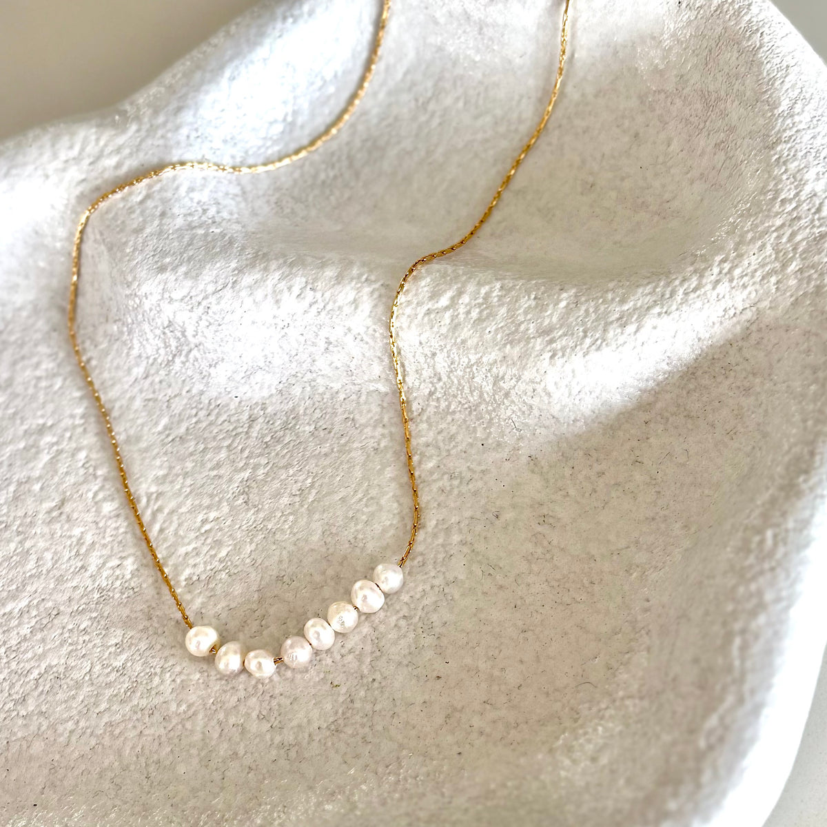 Floating Pearl Gold Necklace