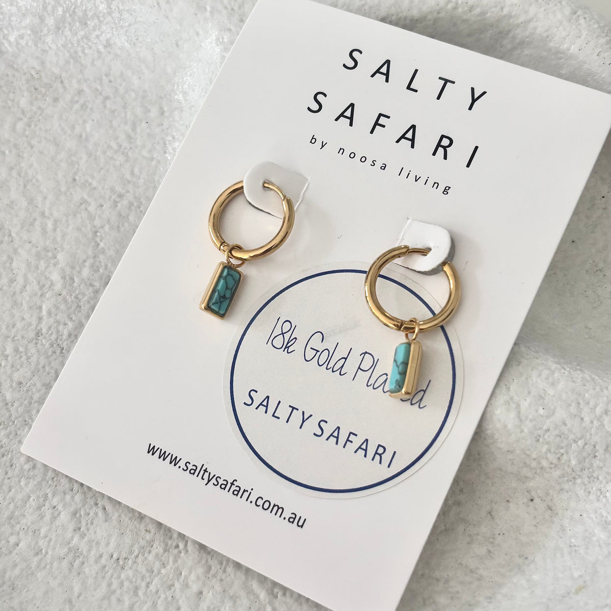 Sienna Huggies - Turquoise Stone