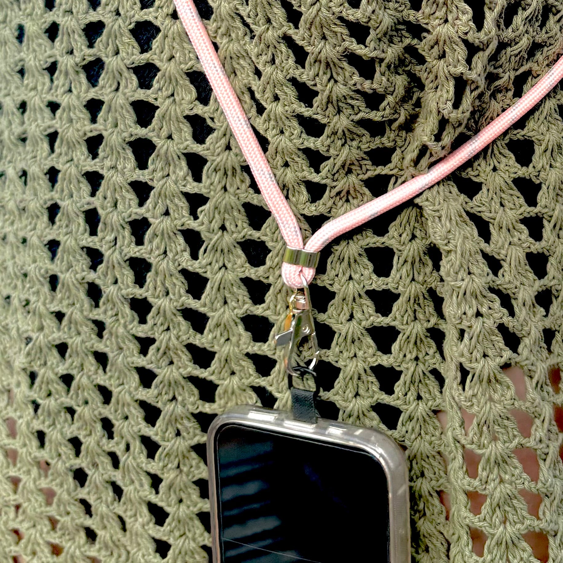 Cross body phone cord - Sorbet with a touch of grey