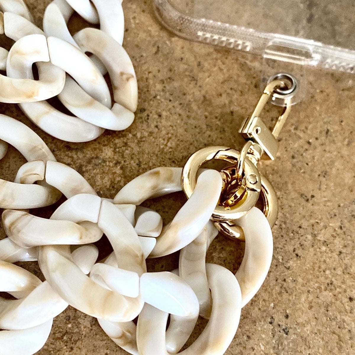 Cross body phone strap - Sand Tortishell