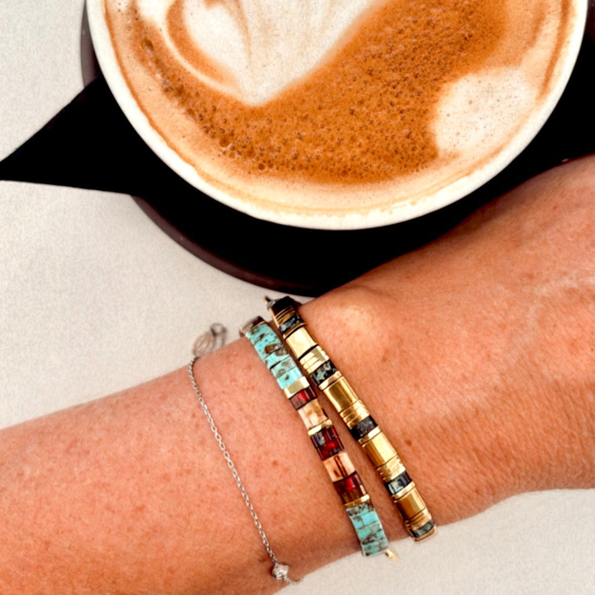 Ibiza Bracelet - Cleopatra Gold with Deep Dark Turquoise