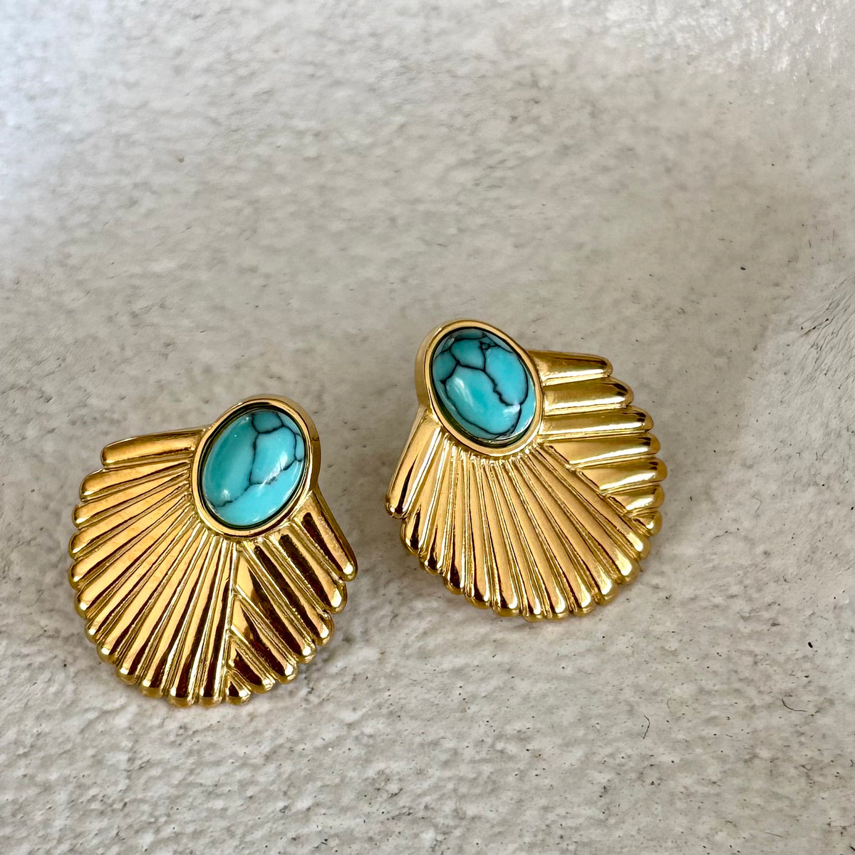 Vale Gold Earrings, Turquoise