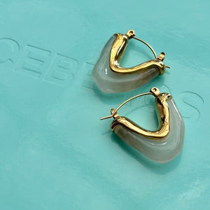 Astra Gold Hoop Earrings, moonstone