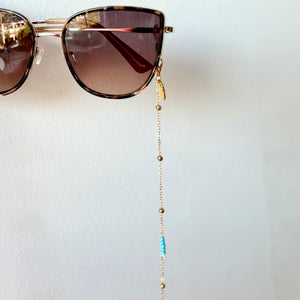 Delicate chain with a touch of turquoise, glasses chain