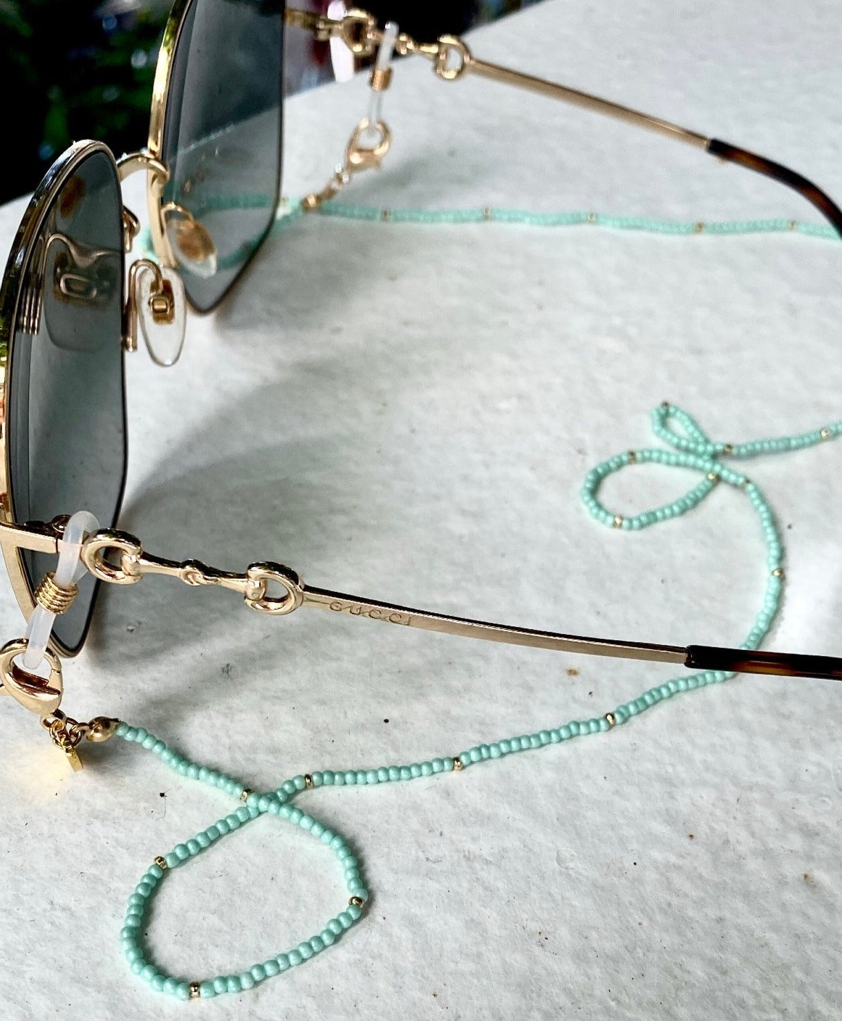 Mint Seed Bead Glasses Chain