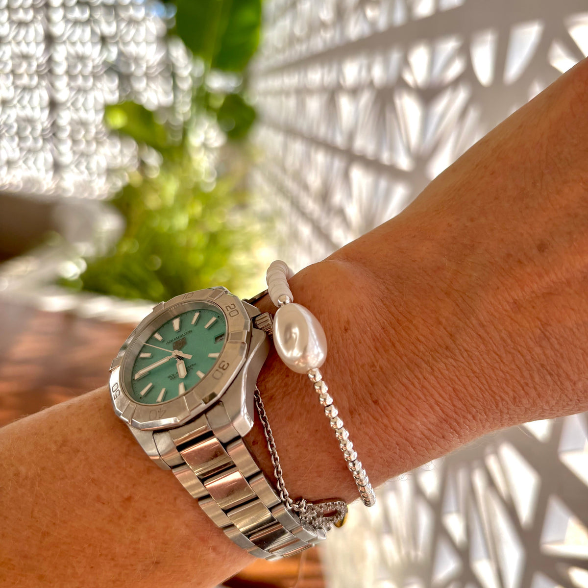 Harlow Pearl Bracelet, Snow & Silver