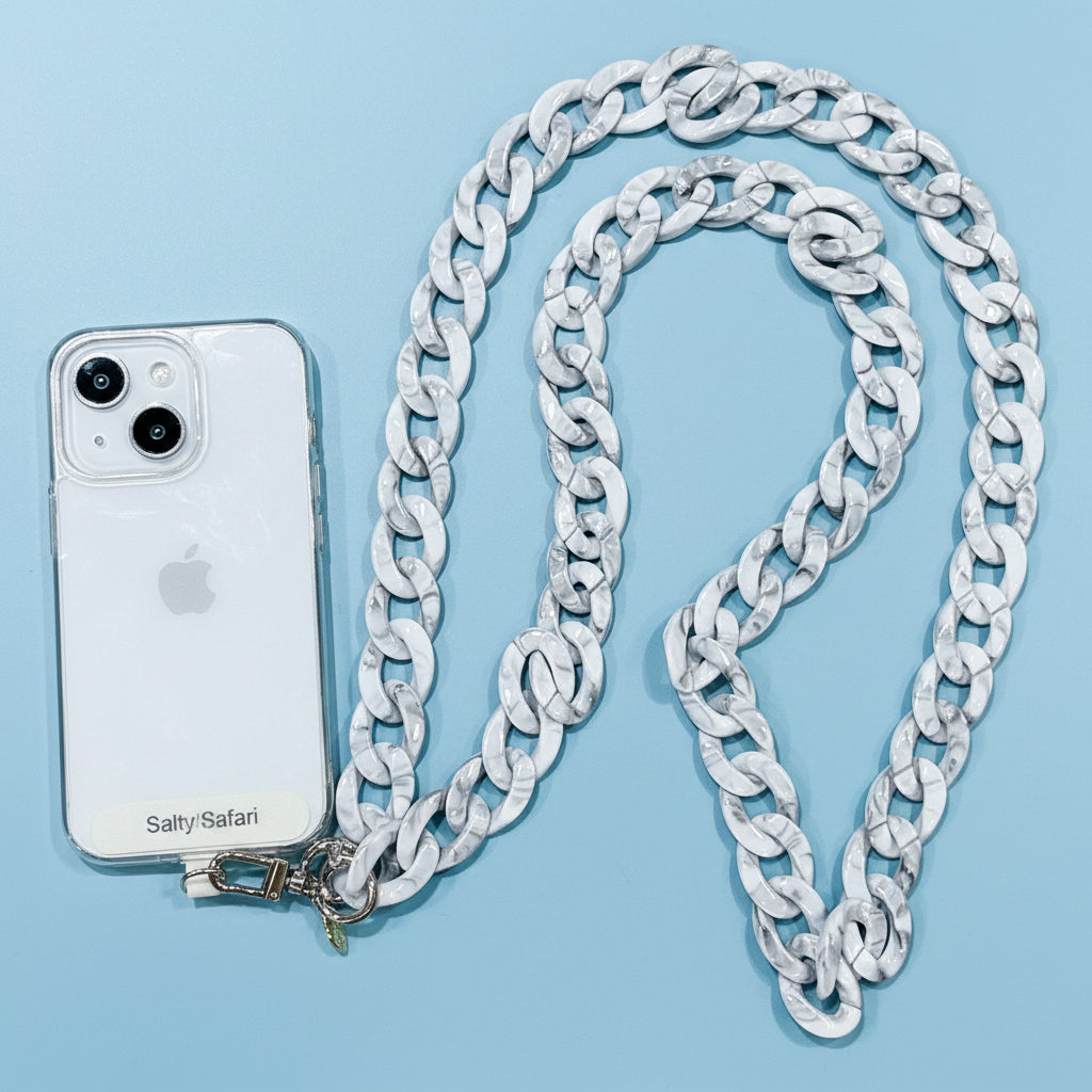 Cross Body Phone holder - White Marble