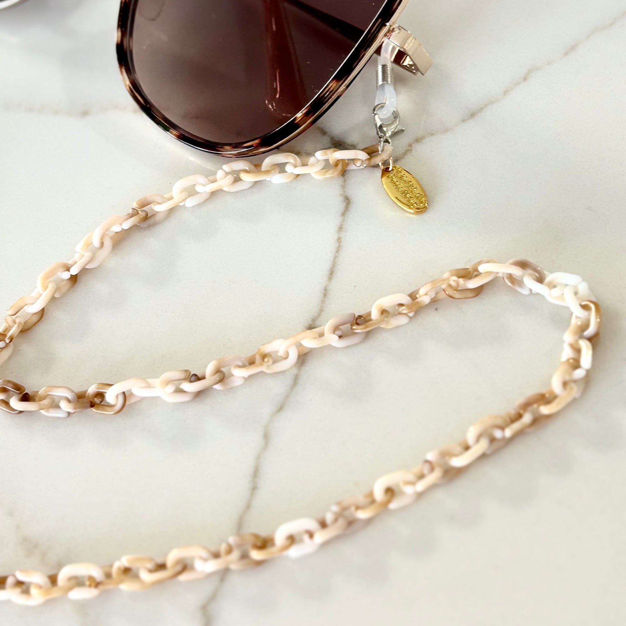 Nikki Beach Club Glasses Chain sand tortoise shell