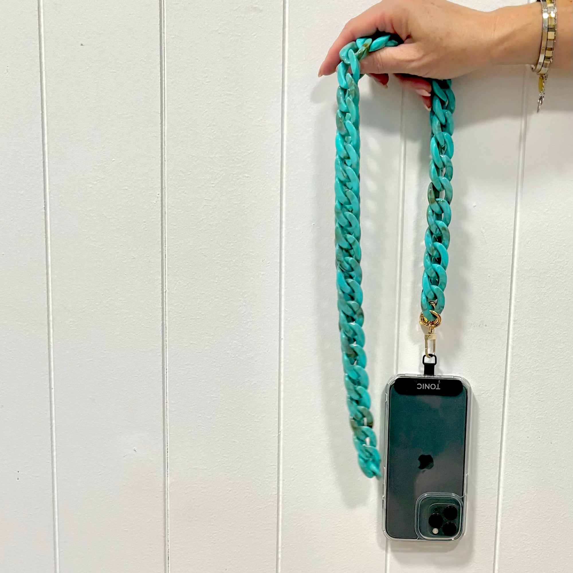 Cross Body Phone holder - Turquoise Tortishell