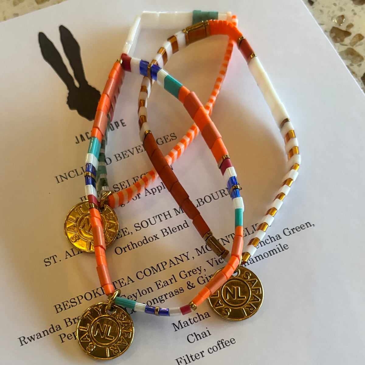 Ibiza Bracelet - Tangerine & Turquoise Mix
