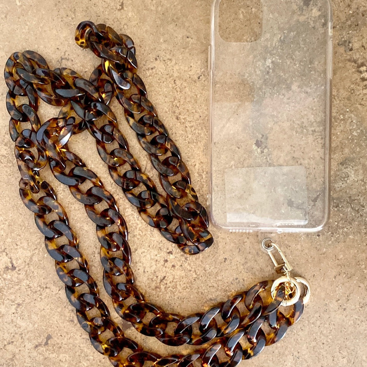 Cross body phone strap - Dark Tortishell