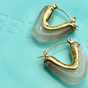 Astra Gold Hoop Earrings, moonstone