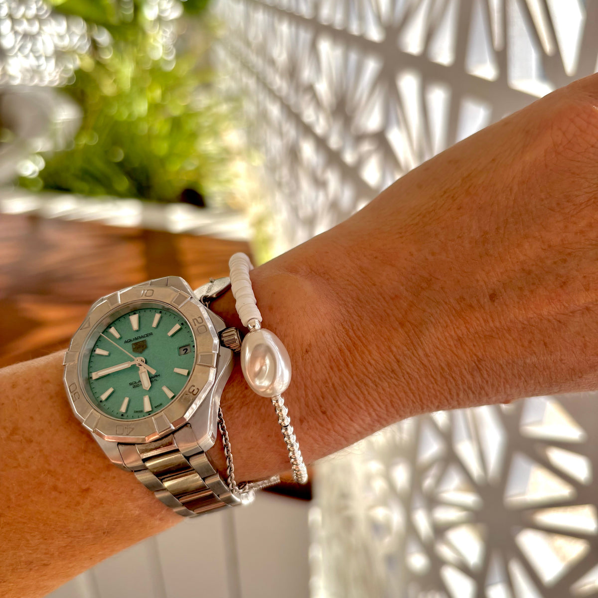 Harlow Pearl Bracelet, Snow & Silver