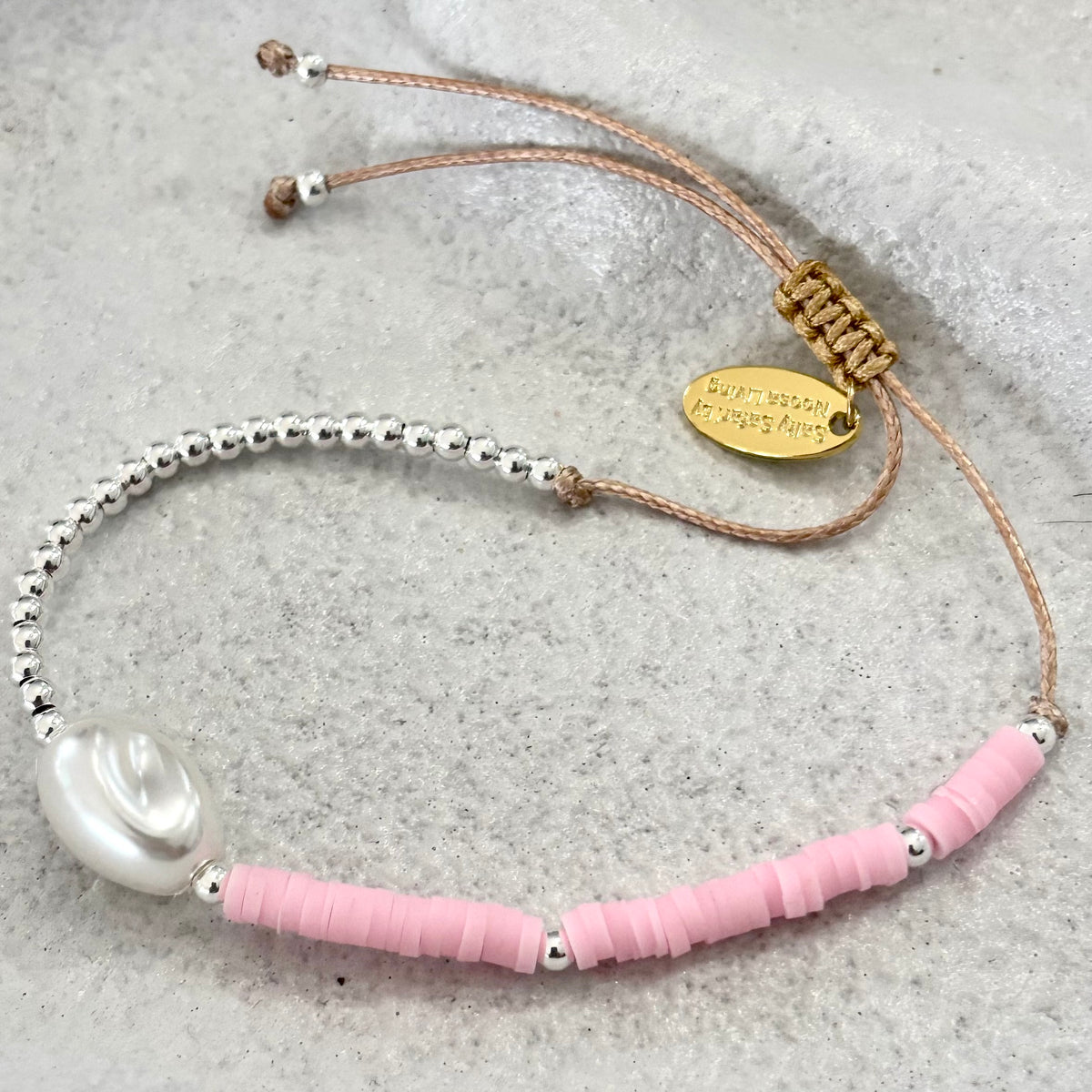 Harlow Pearl Bracelet, Sorbet & Silver