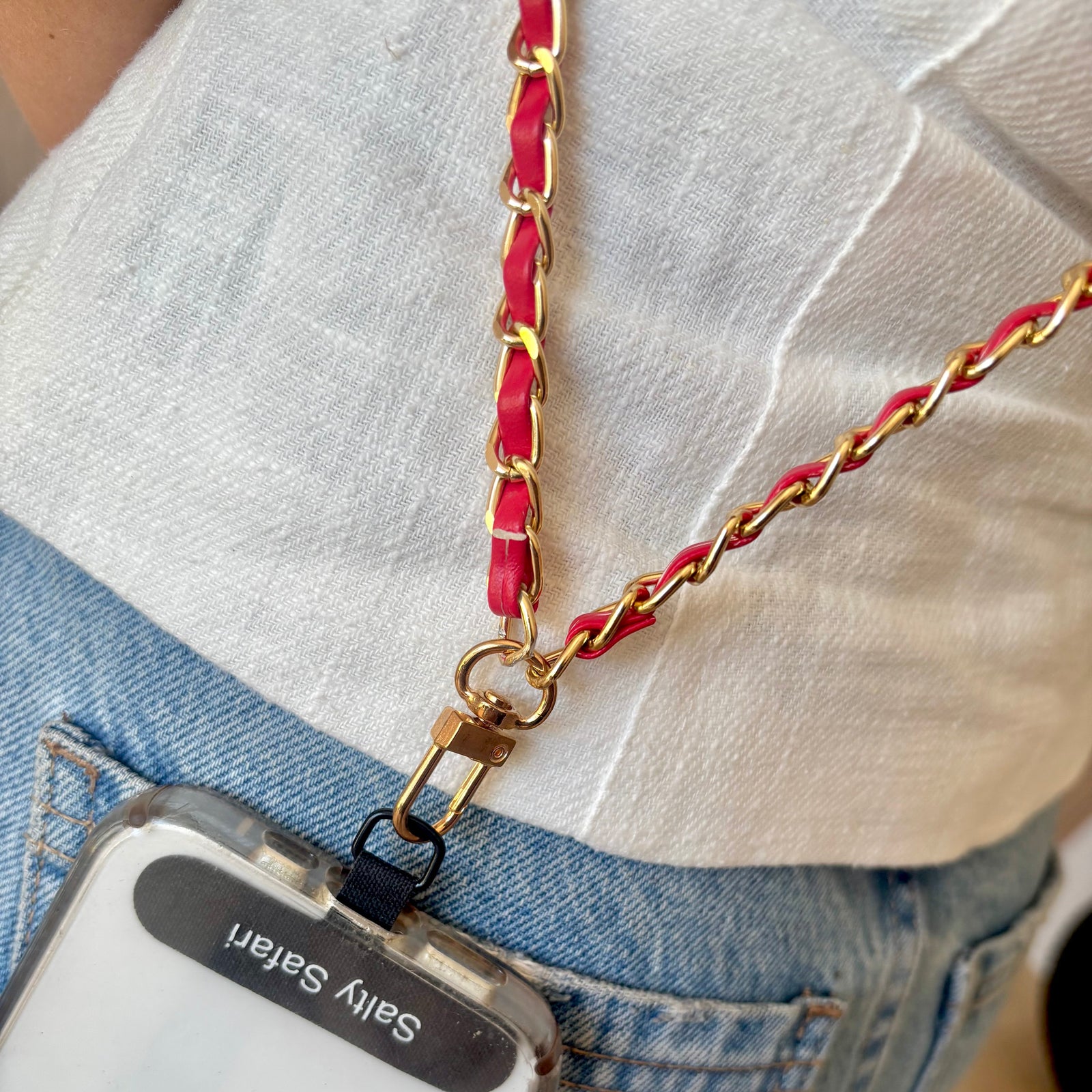 Cross body phone strap - Ruby Red