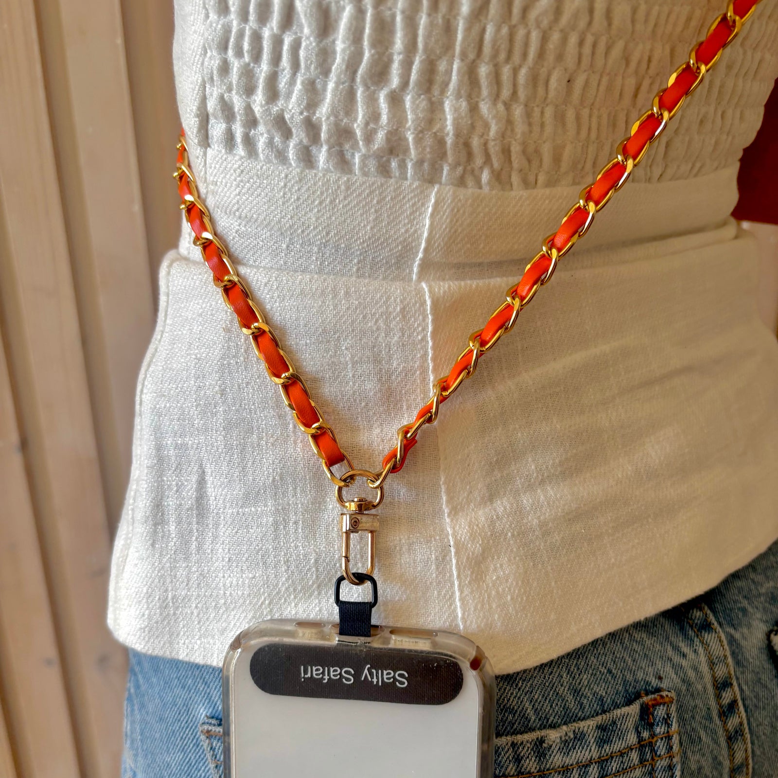 Coco Cross body phone strap - Tangerine