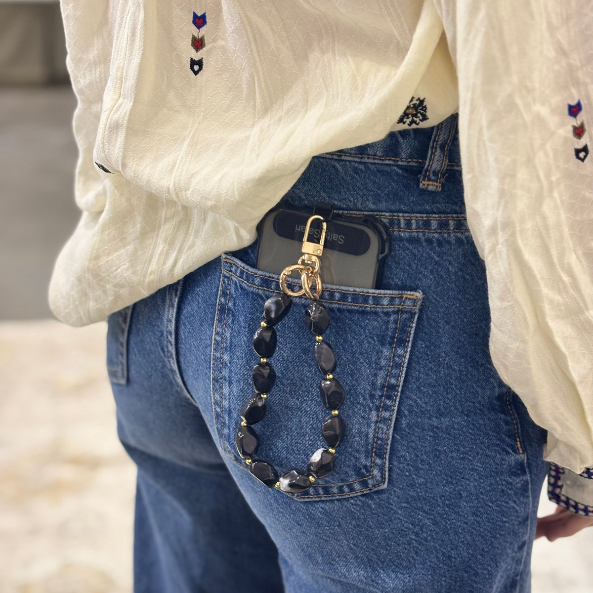 Portofino Key Ring / Phone Charm - Charcoal