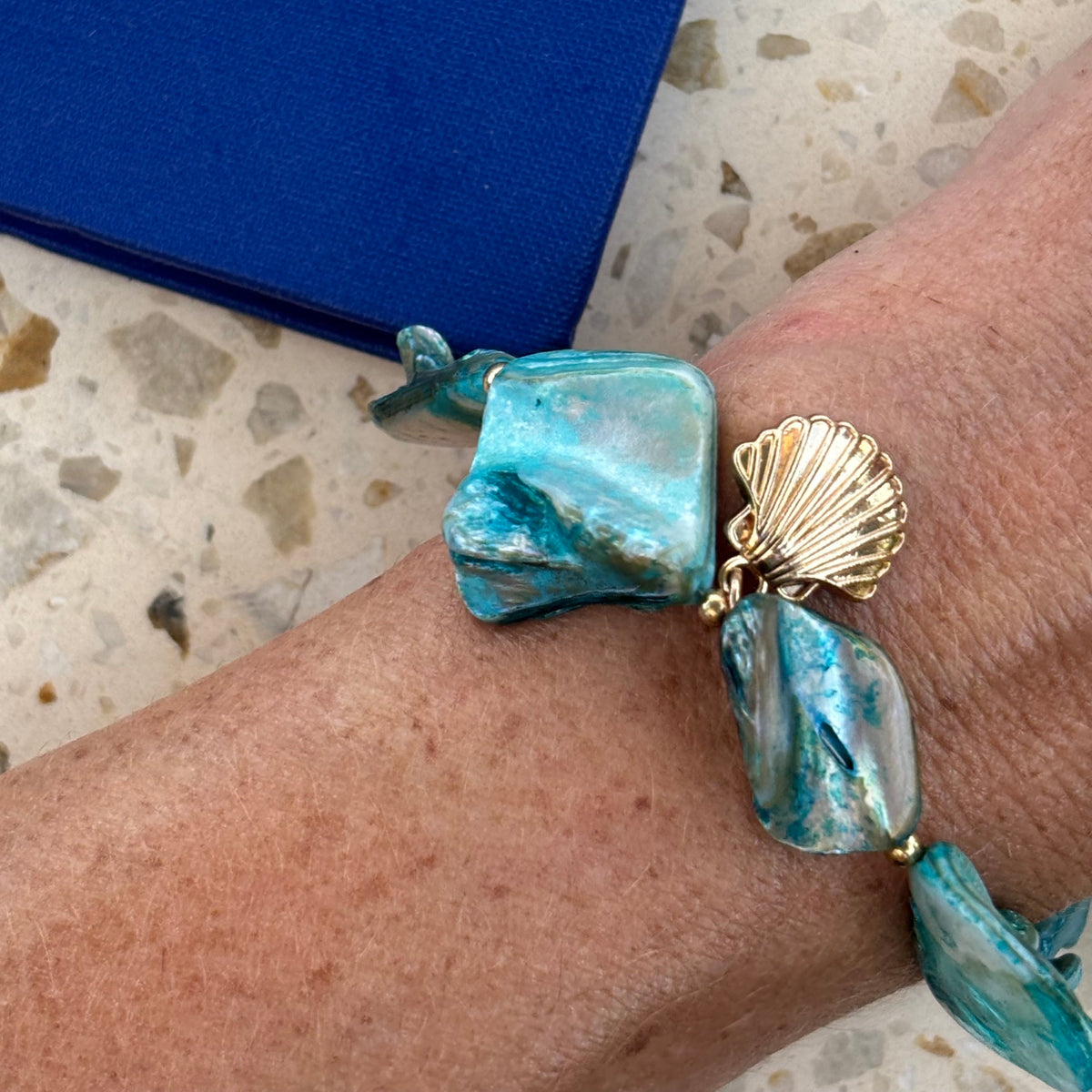 Club 55 St Tropez Turquoise & shell detail bracelet