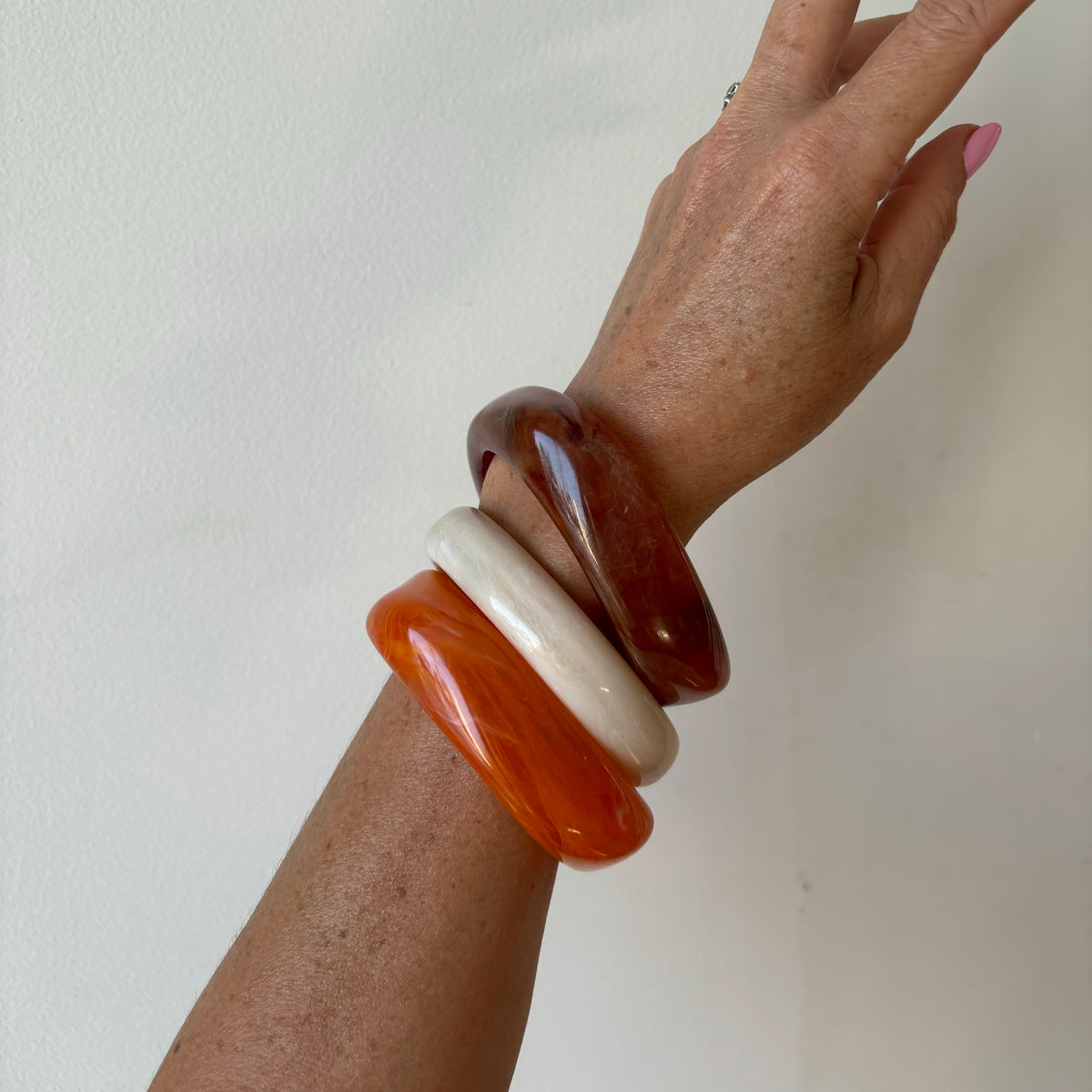 Rita Resin Chunky Bangle - Tangerine