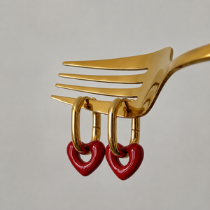 Sophia Ruby Gold Heart Earrings