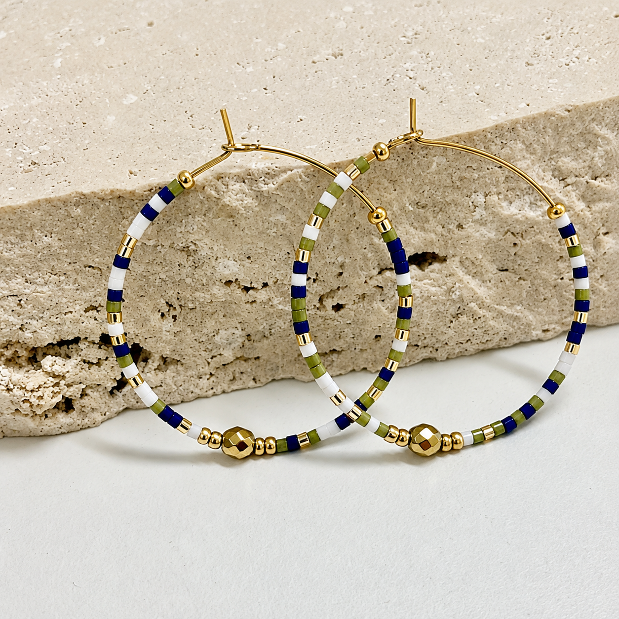 Seline Hoop - Navy with Bronze Hues