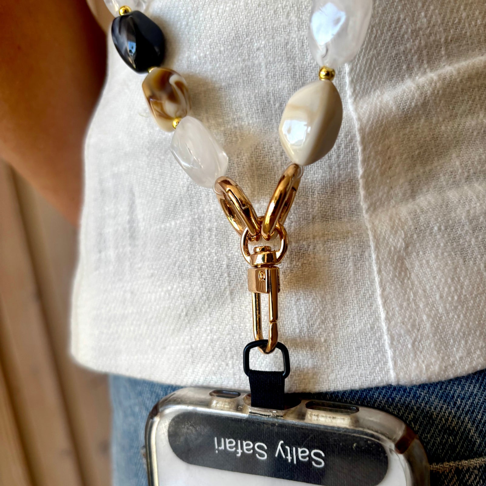 Portofino Cross body phone strap - Mixed Latte