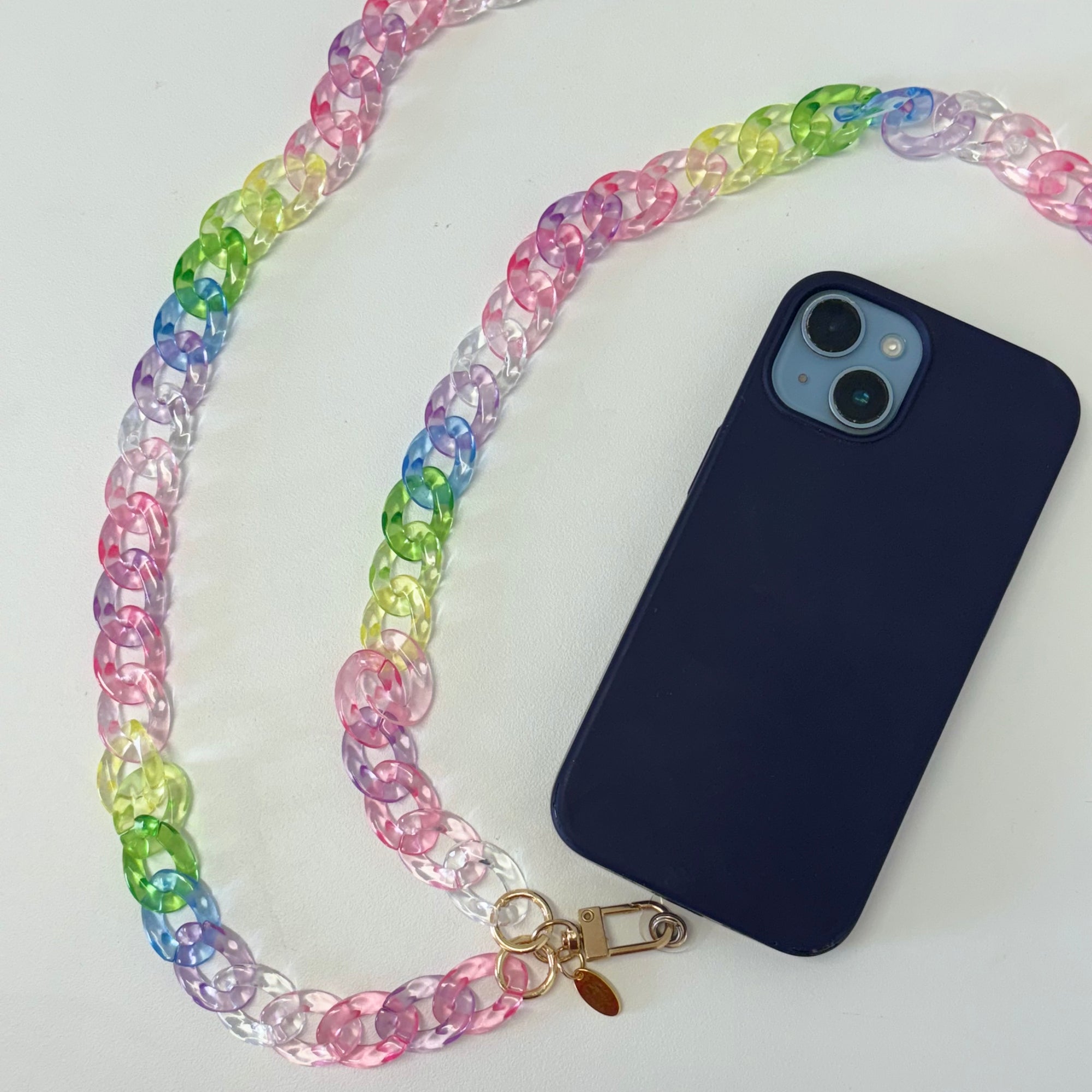 Cross body phone strap - Metallic Rainbow