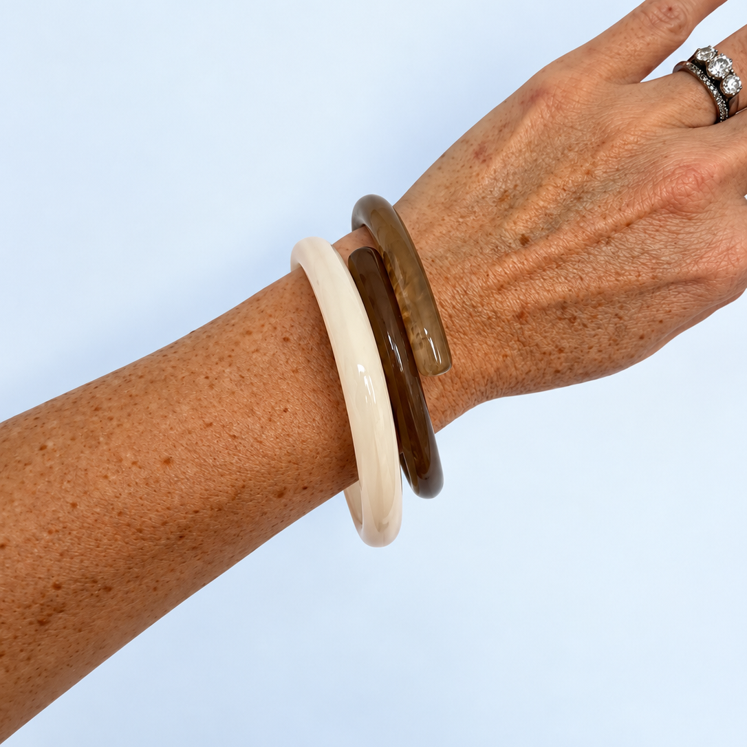 Mocha Marble Bangle Set