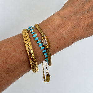 Turquoise Pop, Gold Bracelet Cluster - 3 bracelets