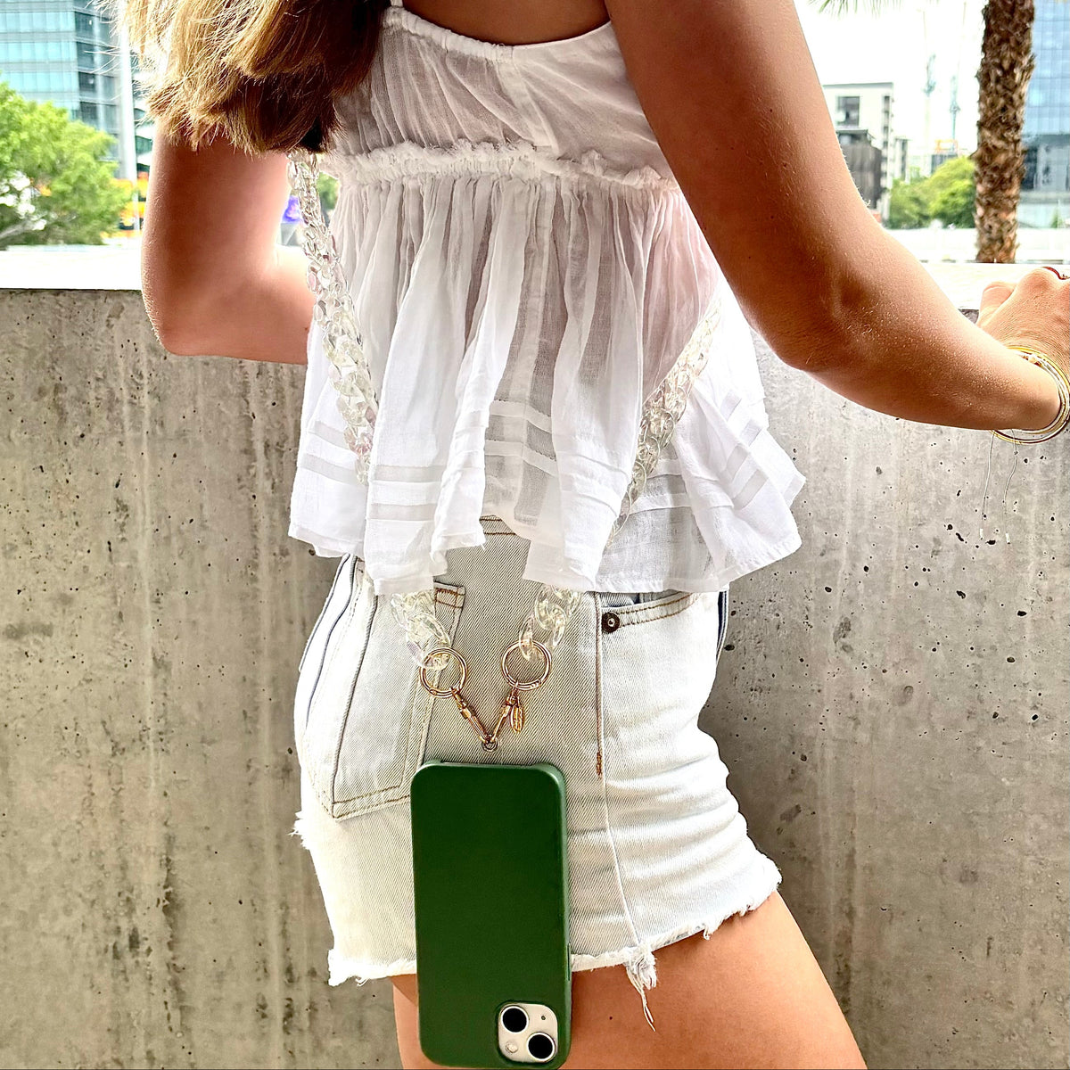 Cross body phone strap - clear