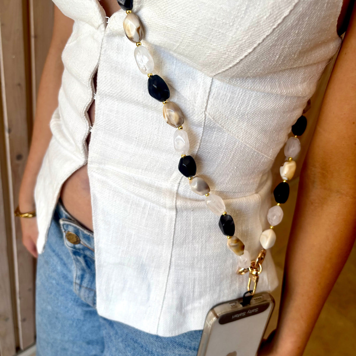 Portofino Cross body phone strap - Mixed Latte