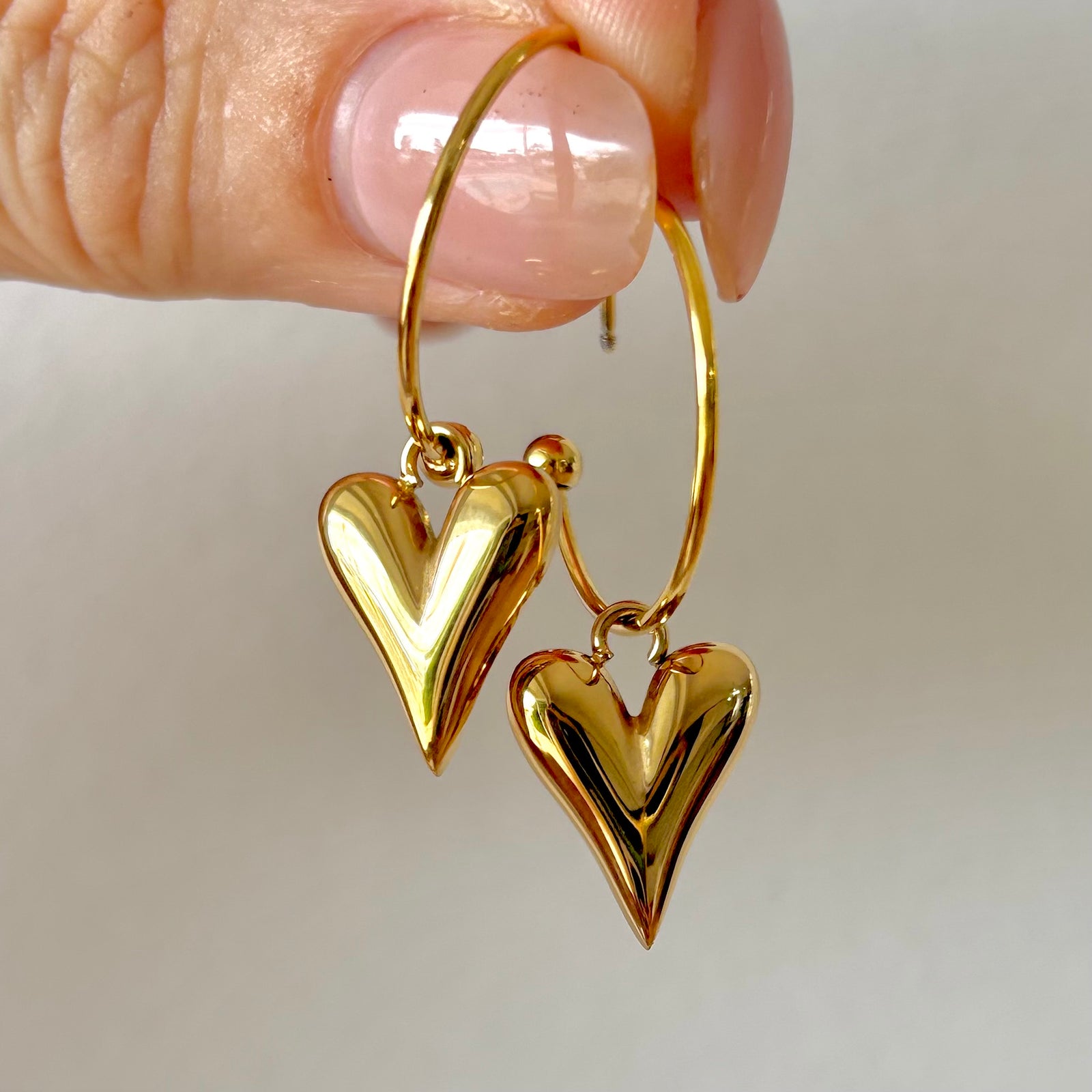 Love Drop Gold Hoop Earrings